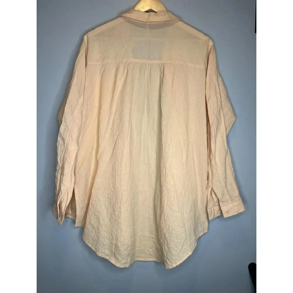 Free People oversized cotton gauze boho tunic button down blouse top sz SMALL/XS - Picture 5 of 5